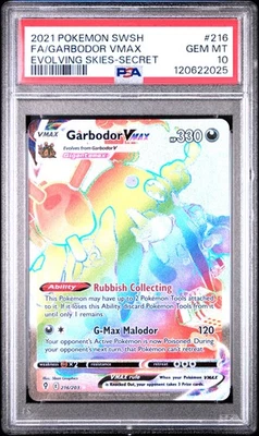 2021 POKEMON SWORD & SHIELD EVOLVING SKIES SECRET FULL ART/GARBODOR VMAX PSA 10 - Image 1 of 2