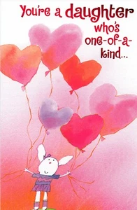 Sweet VALENTINE'S DAY Card FOR DAUGHTER, Rabbit Balloon by American Greetings +✉ - Picture 1 of 4