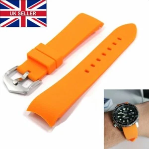 Cinturino Orologio da polso Diver Arancione Gomma 20mm 22mm per Orologi Ovali - Foto 1 di 9