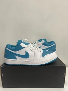 Nike Air Jordan 1 Low Shoes White Aquatone 553558-174 Men's Size 9.5 NEW - Picture 1 of 12