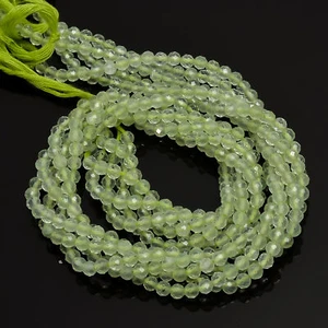 100% Natural Prehnite Gemstone Round Faceted Beads 3X3 mm Strand 13" EB-235 - Picture 1 of 2