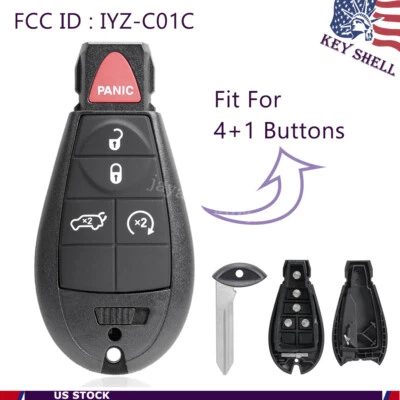 Key Blade Fob Shell Case for 2008 2009 2010 2011 2012 2013 2014 Dodge Challenger Foto 1 de 4