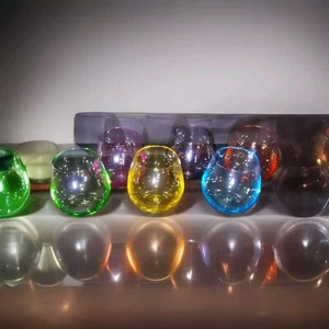 JoyJolt Stemless Wine Glasses Vibrant Hue Colored 15 oz Set of 6 Drink For Joy - Picture 1 of 24
