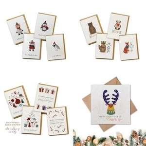 4er Pack Samen Papier pflanzbar Weihnachten Grußkarte umweltfreundlich/UK - Bild 1 von 8