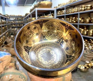 7 Inches Special Tree Of Life Carving - Sound Meditation Singing Bowl -Yoga Bowl - Picture 1 of 4