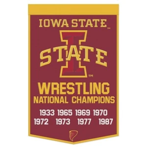 IOWA STATE CYCLONES WRESTLING NATIONAL CHAMPIONS WOOL BANNER 24" X 38" WINCRAFT - Picture 1 of 1