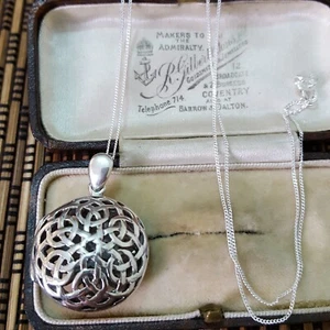 Vintage 925 Sterling Silver Necklace, Vintage Celtic Locket, Kit Heath 1993 - Picture 1 of 8