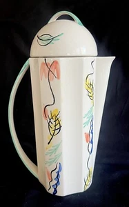 Gien France Coffee Pot Abstract Leaf Border Arles Pattern Hand-Painted - Picture 1 of 5