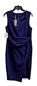IHOT Women's Sweetheart Sleeveless Ruched Sheath Bodycon Faux Wrap Dress Large - Picture 1 of 2