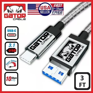 All Full Metal USB-C To USB-A Phone Charger Cable Fast Charge Data Sync 3FT - Picture 1 of 14