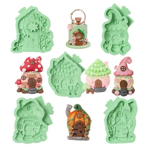 5 Pattern Fairy Tales House Shape Silicone Fondant Mould Flower,Pumpkin DIY - Picture 1 of 19