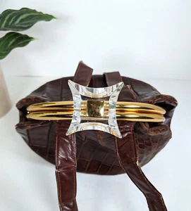 1930s 40s Rosenfeld alligator handbag with very unique bakelite clasp - Picture 1 of 11