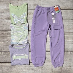 365 Kids By Garanimals Girl Lot Size 6. NWT! 3 T-shirts & A Pair Of Sweatpants - Picture 1 of 13