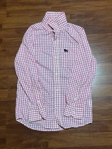 Old Navy Boy's Shirt Large Pink & White Short Sleeve Collared Button Down - Picture 1 of 4