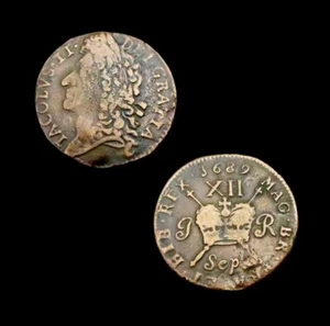 X211: 1689 (SEP) James II Irish Civil War Gun Money Shilling.  Ex Spink, S.6581C - Picture 1 of 1