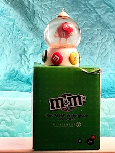 Department 56 RED M&M Waterglobe Christmas Ornament 2.5" Tall Dated 2007 - Picture 1 of 12