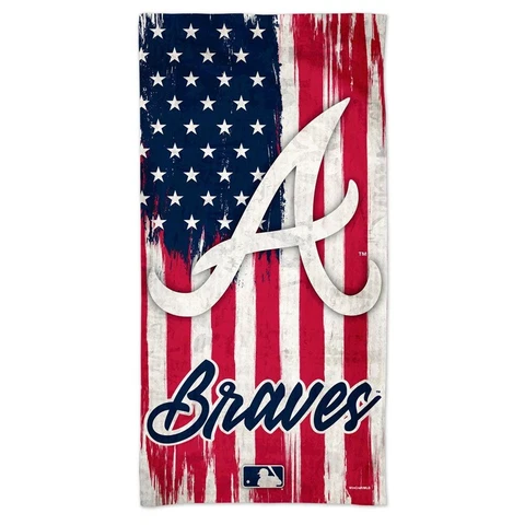 ATLANTA BRAVES AMERICAN FLAG USA PATRIOTIC 30"X60" SPECTRA BEACH TOWEL WINCRAFT Cover