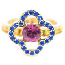 Louis Vuitton Eye Candy M66325 Gold Plated Crystal Ring Pink Blue Yellow #L