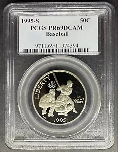 1995-S Proof Baseball Half Dollar PCGS PR-69 DCAM, Buy 3 Items, Get $5 Off! - Picture 1 of 2