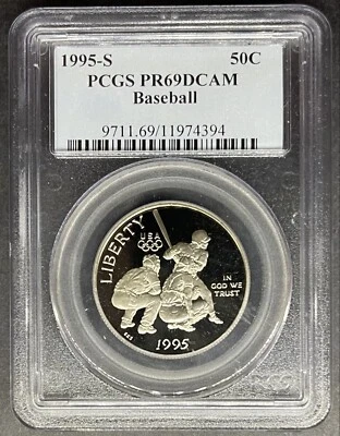1995-S Proof Baseball Half Dollar PCGS PR-69 DCAM, Buy 3 Items, Get $5 Off! - Image 1 of 2