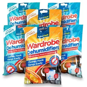 1-48 Hanging Wardrobe Dehumidifier Bags Damp Mould Moisture Mildew Condensation - Picture 1 of 26