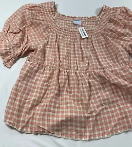 OLD NAVY GINGHAM PEASANT BLOUSE W/ SMOCKED BACK SIZE XL - Picture 1 of 3
