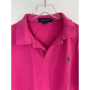 U.S. Polo Assn. Association Pink Green Logo 100% Cotton Polo Shirt Men’s Medium - Picture 1 of 10