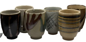 Vintage Japanese Handmade Artist Painted Ceramic Pottery Tea Cup, Option Of 6! - Picture 1 of 11