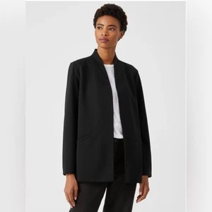 Giacca blazer collo alto UEC EILEEN FISHER NERO Flex Ponte TG 8 - Foto 1 di 11