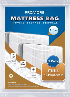 Plastic Mattress Storage Bag Waterproof Twin Full Queen King Moving Protector - Image 1 of 4
