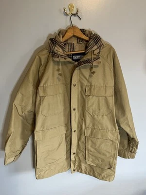 Vintage Lands' End Jacket Large Plaid Wool Lined Hood Chore Barn Parka Coat USA - Image 1 of 4