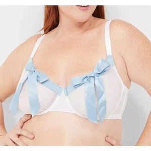 Cacique Women's Plus Size Bridal Bow Front Unlined Balconette Bra Size 48D New - Picture 1 of 7