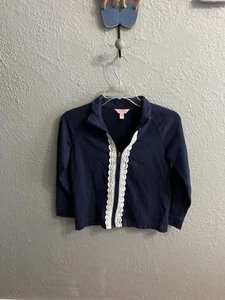 Girls Lilly Pulitzer Blue & White zip up jacket size XL 12-14 - Picture 1 of 7
