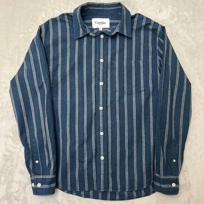 Corridor NYC Lake House Shirt M blue stripe midweight spread collar slim - Image 1 of 4