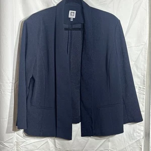 Anne Klein Navy Blue Dress Jacket Size XL 3/4 Sleeve Pockets - Picture 1 of 7