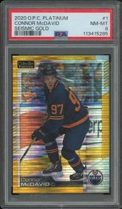 2020/21 O-Pee-Chee Platinum #1 Connor McDavid Seismic Gold #01/50 PSA 8 (NM-MT) - Picture 1 of 2