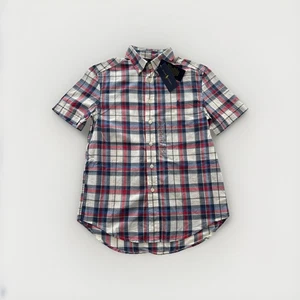 Ralph Lauren Boys Button Down Shirt M (10–12) Red White Blue Plaid NWT - Picture 1 of 7