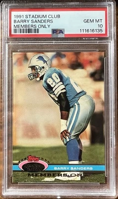 1991 STADIUM CLUB BARRY SANDERS MEMBERS ONLY PSA 10 GEM MINT GREATEST LION EVER  - Image 1 of 2
