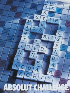 Absolut Vodka Challenge Scrabble Vintage 2000 Original Print Ad 8.5 x 11" - Picture 1 of 7