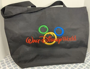 Vintage 90's Embroidered Walt Disney World Tote Bag Purse black Authentic - Picture 1 of 10