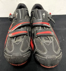 Specialized Body Geometry Bicycle Shoes Black & Red w/Cleats & Pedals SZ 14 - Picture 1 of 8