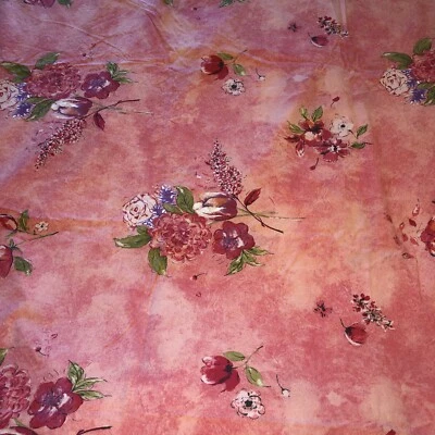 The Company Store Orange Floral Queen Sz Flat Sheet Made in Portugal - Image 1 of 4