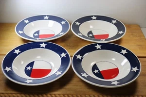 Totally Today Texas Flag 4 Salad / Soup Bowls 8.75 " Lone Star Red White Blue - Picture 1 of 7