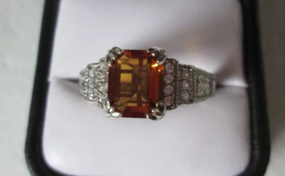 Anillo para hombre Madeira citrino y circón platino sobre ley (talla 14) 3,50 ctw Foto 1 de 4