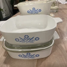 Vintage 1960’s Corning Ware - Blue Cornflower 5 Piece Large Set