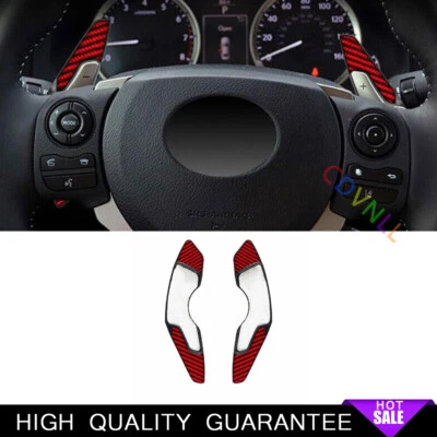 Steering Wheel Shift Paddle Trim For Lexus IS300 350 14-19 Real Red Carbon Fiber — 第 1/4 张图片