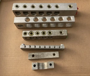 Lot of 6 Utilco Aluminum Mechanical 6 Wire Barrel Lugs Used Bar Terminal Six CU - Picture 1 of 12