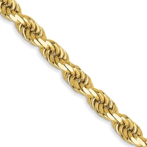 10k Yellow Gold 3.5mm Semi-solid Diamond-cut Rope Chain Necklace 24" Mother Gift - Picture 1 of 4