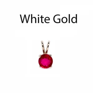 Madagascar Ruby Round 5mm, 0.64 Carat Solitaire Pendant In 14k White Gold(53538) - Picture 1 of 4