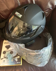 VIRTUE MD-808 Motorcycle Helmet :  Size MEDIUM in matte black - Picture 1 of 11